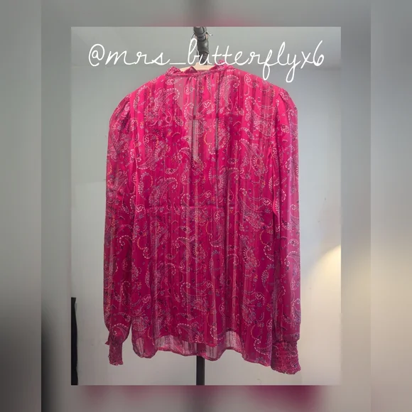 Semi Shear Long Sleeve Paisley Design Shirt - Picture 2 of 5